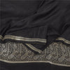 Sanskriti Vintage Black Sarees Pure Satin Silk Woven Brocade Sari Craft Fabric