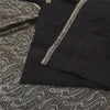 Sanskriti Vintage Black Sarees Pure Satin Silk Woven Brocade Sari Craft Fabric