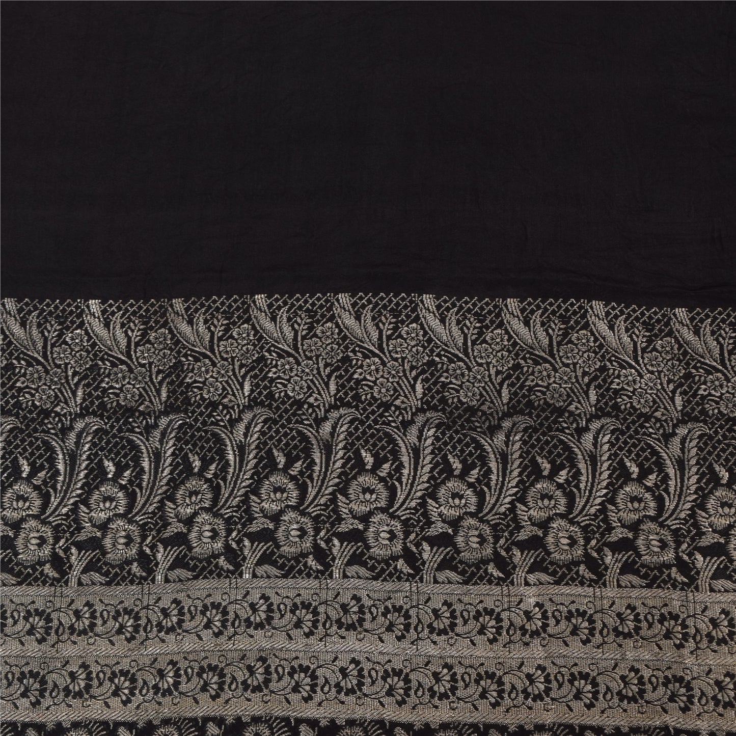 Sanskriti Vintage Black Indian Sarees Pure Silk Banarasi Woven Brocade Craft Sari
