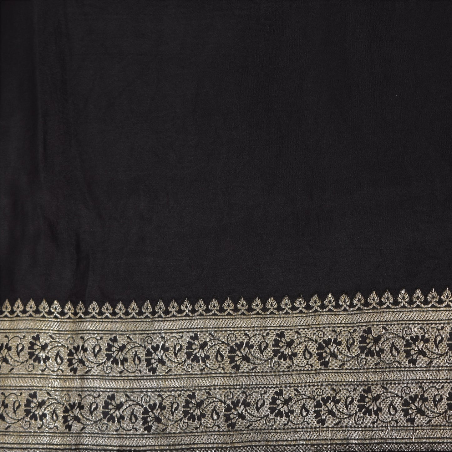 Sanskriti Vintage Black Indian Sarees Pure Silk Banarasi Woven Brocade Craft Sari