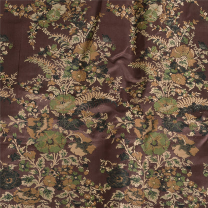 Санскритские винтажные темно-коричневые сари из чистого шелка с вышивкой 5 ярдов ткань для рукоделия из экологически чистой ткани