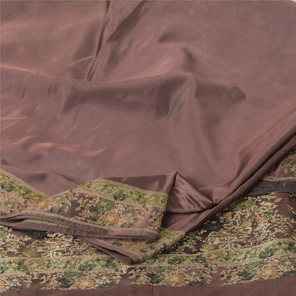 Санскритские винтажные темно-коричневые сари из чистого шелка с вышивкой 5 ярдов ткань для рукоделия из экологически чистой ткани