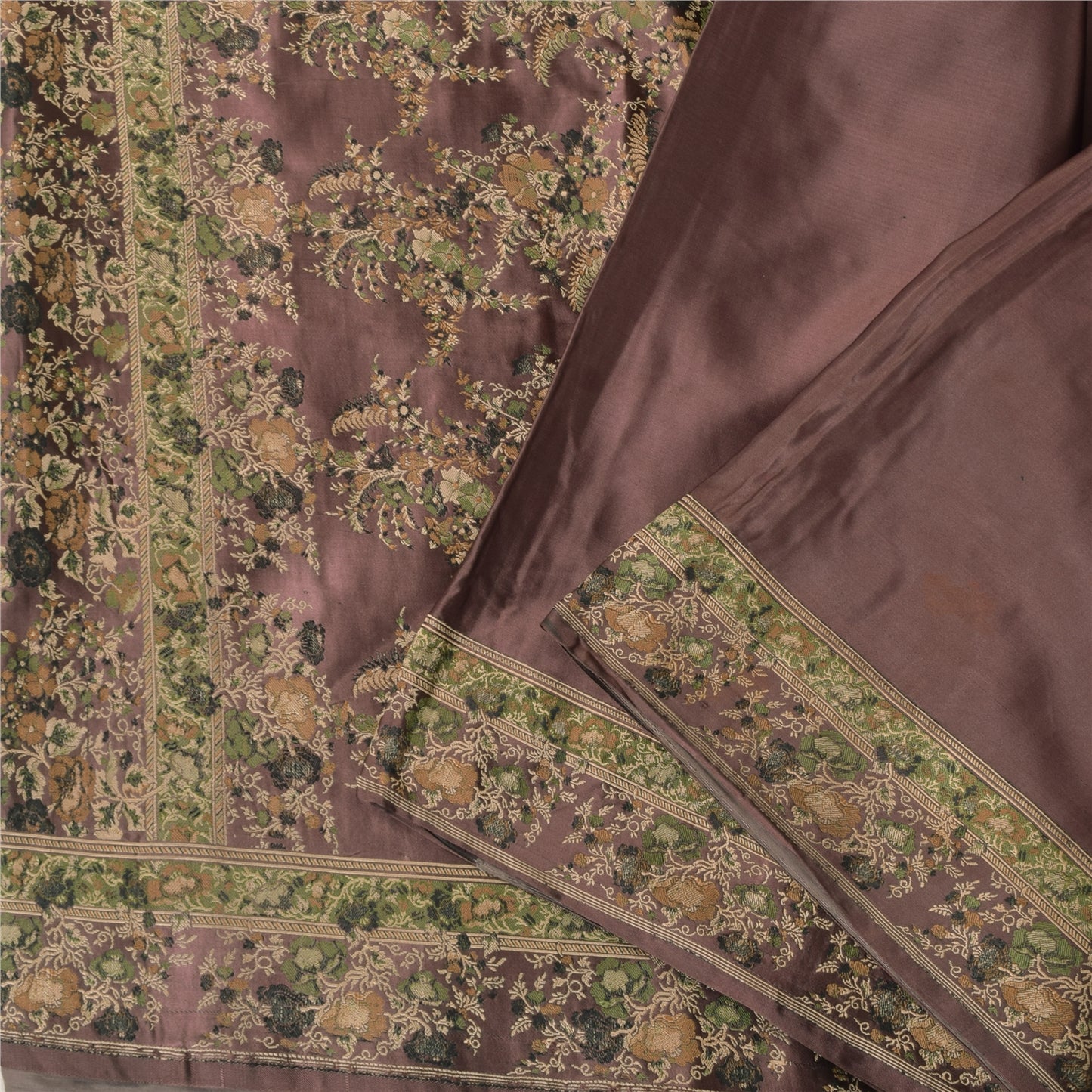 Санскритские винтажные темно-коричневые сари из чистого шелка с вышивкой 5 ярдов ткань для рукоделия из экологически чистой ткани