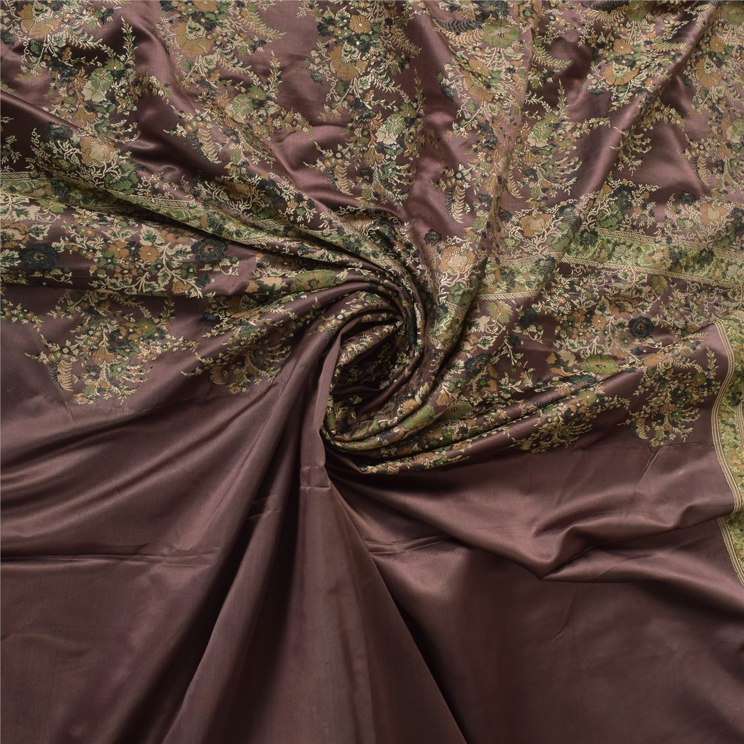 Санскритские винтажные темно-коричневые сари из чистого шелка с вышивкой 5 ярдов ткань для рукоделия из экологически чистой ткани