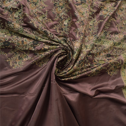 Санскритские винтажные темно-коричневые сари из чистого шелка с вышивкой 5 ярдов ткань для рукоделия из экологически чистой ткани