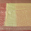 Sanskriti Vintage Peach/Red Sarees Pure Satin Silk Brocade/Banarasi Sari Sustainable Fabric