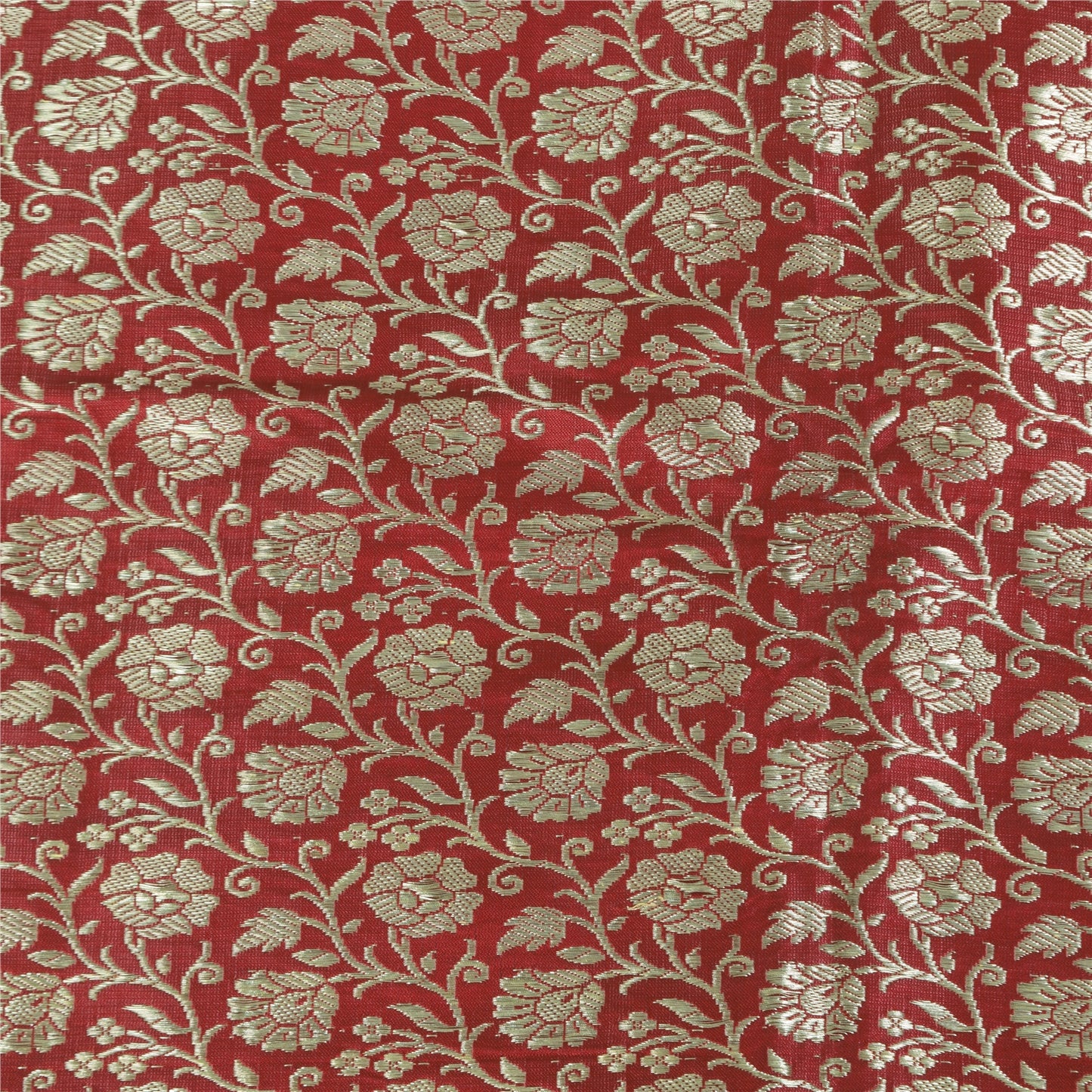 Sanskriti Vintage Peach/Red Sarees Pure Satin Silk Brocade/Banarasi Sari Sustainable Fabric