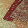 Sanskriti Vintage Peach/Red Sarees Pure Satin Silk Brocade/Banarasi Sari Sustainable Fabric