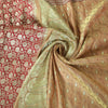 Sanskriti Vintage Peach/Red Sarees Pure Satin Silk Brocade/Banarasi Sari Sustainable Fabric