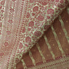 Sanskriti Vintage Peach/Red Sarees Pure Satin Silk Brocade/Banarasi Sari Sustainable Fabric