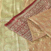 Sanskriti Vintage Peach/Red Sarees Pure Satin Silk Brocade/Banarasi Sari Sustainable Fabric