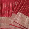 Sanskriti Vintage Red Sarees Pure Silk Brocade/Banarasi Woven Sari Craft Sustainable Fabric