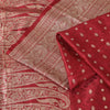 Sanskriti Vintage Red Sarees Pure Silk Brocade/Banarasi Woven Sari Craft Sustainable Fabric