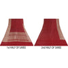 Sanskriti Vintage Red Sarees Pure Silk Brocade/Banarasi Woven Sari Craft Sustainable Fabric