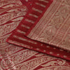 Sanskriti Vintage Red Sarees Pure Silk Brocade/Banarasi Woven Sari Craft Sustainable Fabric