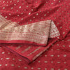 Sanskriti Vintage Red Sarees Pure Silk Brocade/Banarasi Woven Sari Craft Sustainable Fabric
