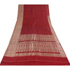Sanskriti Vintage Red Sarees Pure Silk Brocade/Banarasi Woven Sari Craft Sustainable Fabric