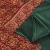 Sanskriti Vintage Sarees Green Pure Satin Silk Hand Beaded Banarasi Brocade Woven Sari Craft Fabri