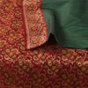 Sanskriti Vintage Sarees Green Pure Satin Silk Hand Beaded Banarasi Brocade Woven Sari Craft Fabri