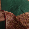 Sanskriti Vintage Sarees Green Pure Satin Silk Hand Beaded Banarasi Brocade Woven Sari Craft Fabri