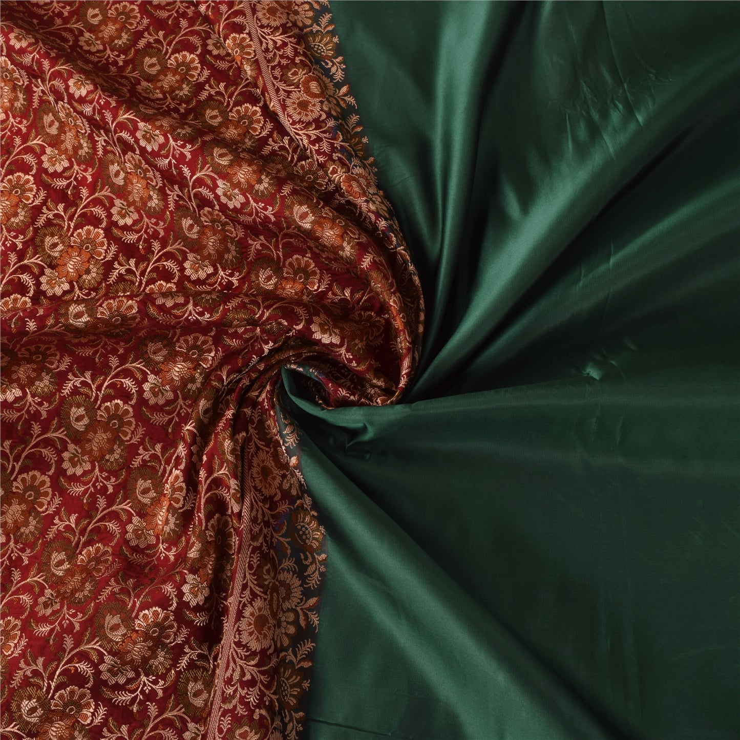 Sanskriti Vintage Sarees Green Pure Satin Silk Hand Beaded Banarasi Brocade Woven Sari Craft Fabri