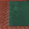 Sanskriti Vintage Sarees Green Pure Satin Silk Hand Beaded Banarasi Brocade Woven Sari Craft Fabri