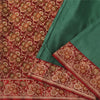 Sanskriti Vintage Sarees Green Pure Satin Silk Hand Beaded Banarasi Brocade Woven Sari Craft Fabri