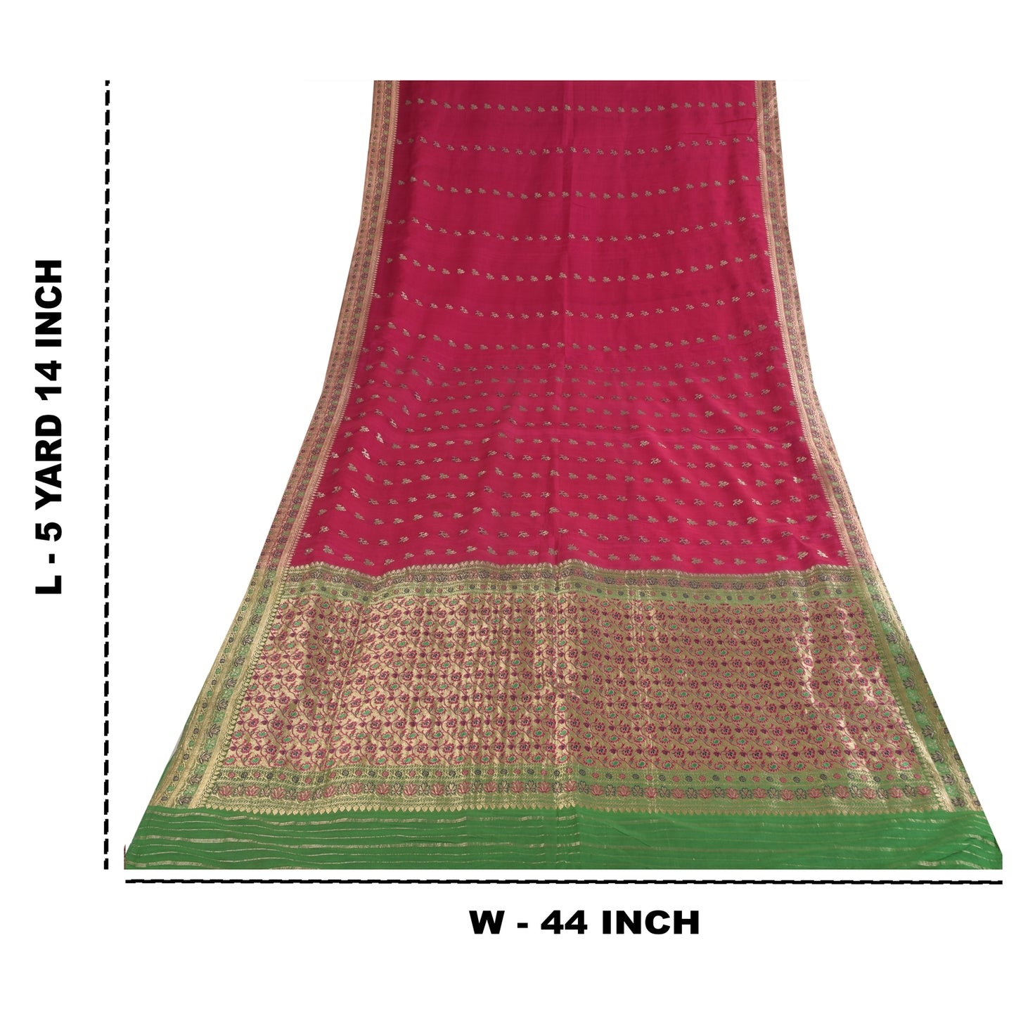 Sanskriti Vintage Pink Sarees Pure Satin Silk Brocade/Banarasi Woven Sari Sustainable Fabric