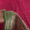 Sanskriti Vintage Pink Sarees Pure Satin Silk Brocade/Banarasi Woven Sari Sustainable Fabric