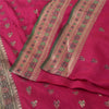 Sanskriti Vintage Pink Sarees Pure Satin Silk Brocade/Banarasi Woven Sari Sustainable Fabric