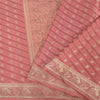 Sanskriti Vintage Pink Sarees 100% Pure Satin Silk Brocade Banarasi Zari HandWoven Sari 5yd