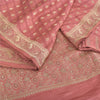 Sanskriti Vintage Pink Sarees 100% Pure Satin Silk Brocade Banarasi Zari HandWoven Sari 5yd