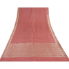 Sanskriti Vintage Pink Sarees 100% Pure Satin Silk Brocade Banarasi Zari HandWoven Sari 5yd