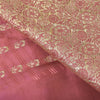Sanskriti Vintage Pink Sarees 100% Pure Satin Silk Brocade Banarasi Zari HandWoven Sari 5yd