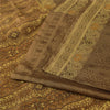 Sanskriti Vintage Brown Sarees Pure Silk Brocade/Banarasi Woven Sari 5yd Sustainable Fabric