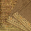 Sanskriti Vintage Brown Sarees Pure Silk Brocade/Banarasi Woven Sari 5yd Sustainable Fabric