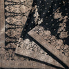Sanskriti Vintage Black Sarees Pure Satin Silk  Banarasi Brocade Zari Woven Sari Craft Sustainable Fabric