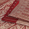 Sanskriti Vintage Red Sarees Pure Silk Brocade/Banarasi Woven Sari Craft Fabric