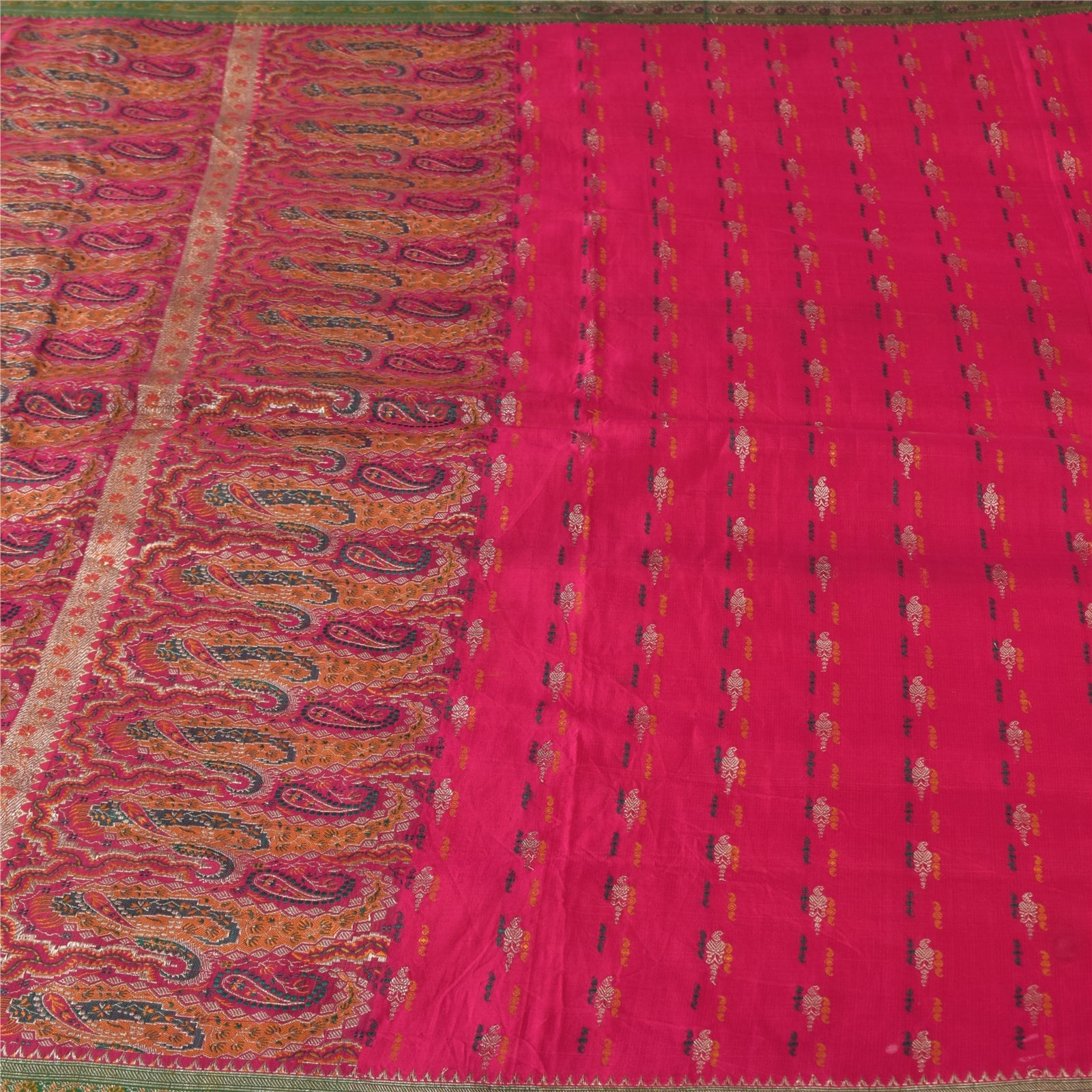 Sanskriti Vintage Saree 100% Pure Silk Zari Brocade/Banarasi Pink Sarees Hand Woven 6 Yard Craft Fabric Upcycled Sarongs, Scarves, Stoles