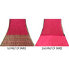 Sanskriti Vintage Pink Sarees Pure Silk Zari Brocade/Banarasi Woven Sari Fabric