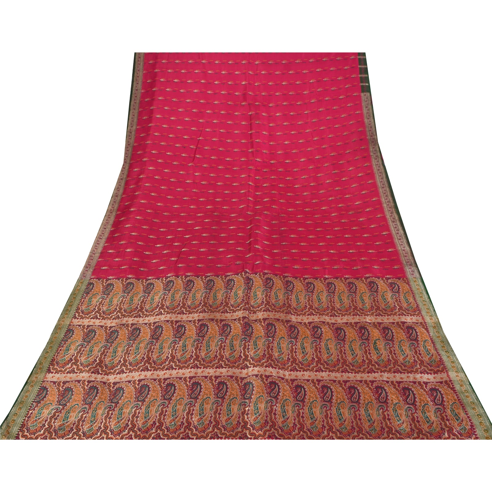 Sanskriti Vintage Saree 100% Pure Silk Zari Brocade/Banarasi Pink Sarees Hand Woven 6 Yard Craft Fabric Upcycled Sarongs, Scarves, Stoles