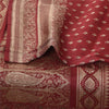Sanskriti Vintage Red Saree Pure Silk Woven Brocade/Banarasi Craft Fabric Sari