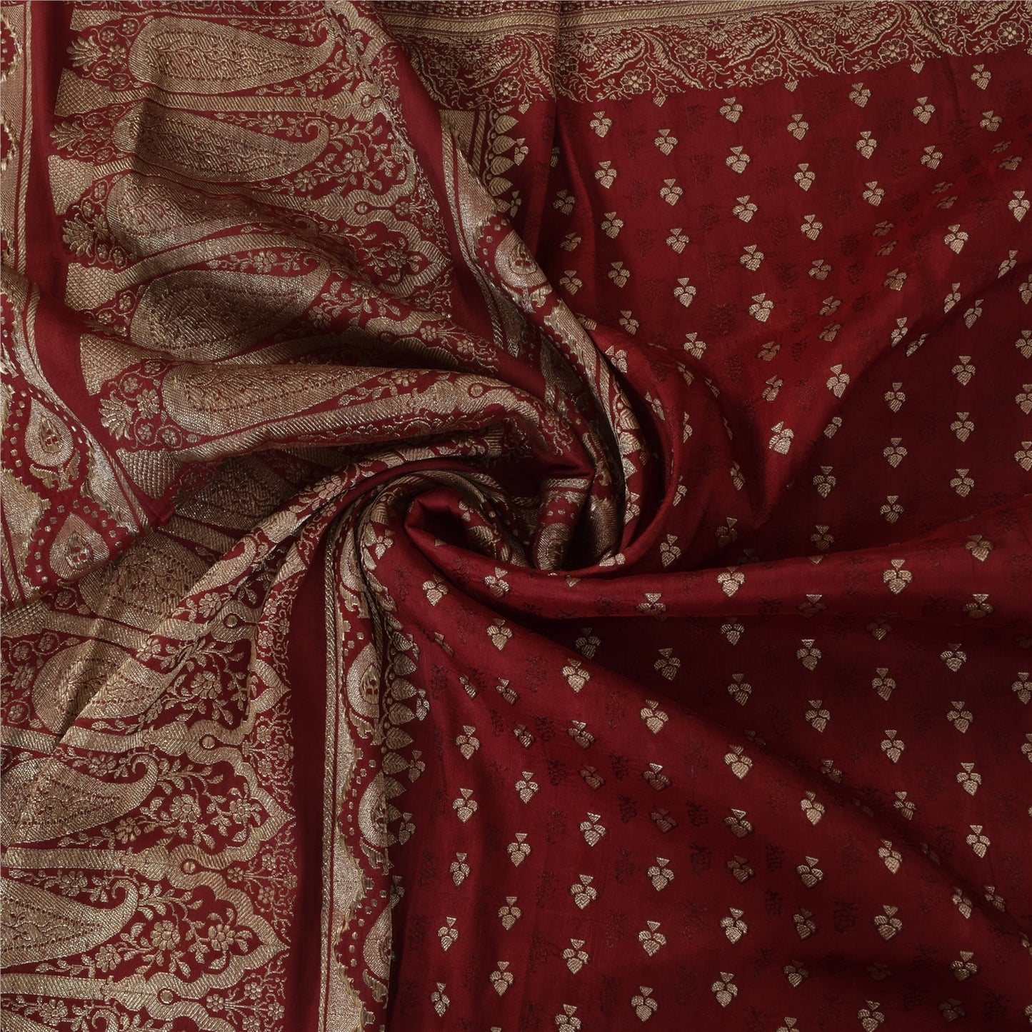 Sanskriti Vintage Red Saree Pure Silk Woven Brocade/Banarasi Craft Fabric Sari