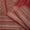 Sanskriti Vintage Red Saree Pure Silk Woven Brocade/Banarasi Craft Fabric Sari