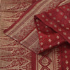 Sanskriti Vintage Red Saree Pure Silk Woven Brocade/Banarasi Craft Fabric Sari