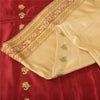Sanskriti Vintage Cream Sarees Pure Satin Silk Brocade Banarasi Sari 6+yd Fabric