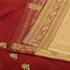 Sanskriti Vintage Cream Sarees Pure Satin Silk Brocade Banarasi Sari 6+yd Fabric