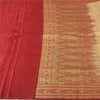 Sanskriti Vintage Cream Sarees Pure Satin Silk Brocade Banarasi Sari 6+yd Fabric