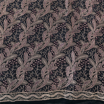 Sanskriti Vintage Dark Gray Sarees Pure Satin Silk Brocade/Banarasi Sari Fabric