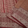 Sanskriti Vintage Peach Sarees Pure Silk Brocade/Banarasi Woven Sari 5yd Fabric